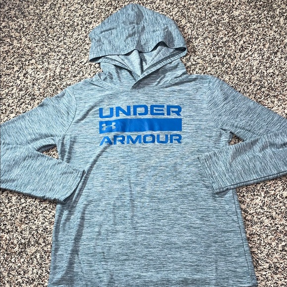 Under Armour Other - Under Armour Kids Blue/Gray Long Sleeve Dri Fit Hooded Tee Size YM (10/12) EUC
